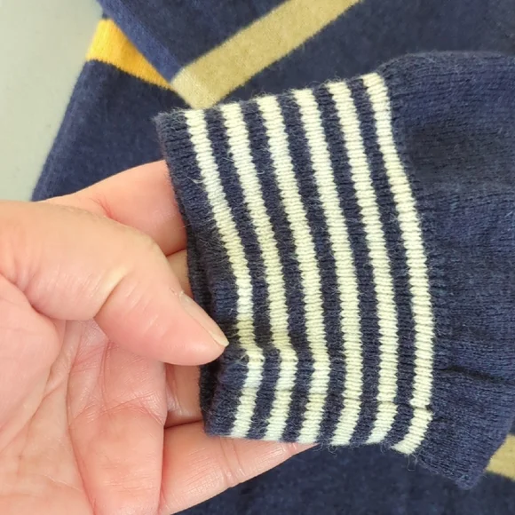 Faherty Navy Multicolor Striped Crewneck Sweater, S - Picture 5 of 6